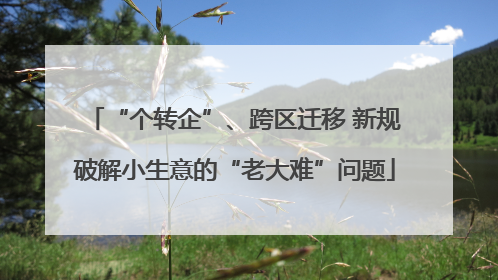 “个转企”、跨区迁移 新规破解小生意的“老大难”问题