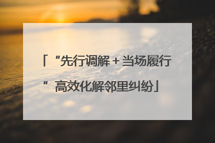 “先行调解＋当场履行”高效化解邻里纠纷