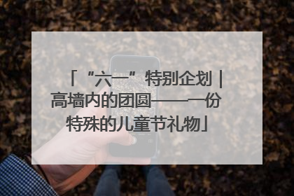 “六一”特别企划｜高墙内的团圆——一份特殊的儿童节礼物