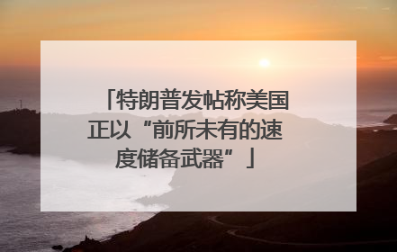 特朗普发帖称美国正以“前所未有的速度储备武器”