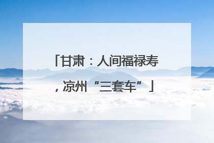 甘肃：人间福禄寿，凉州“三套车”