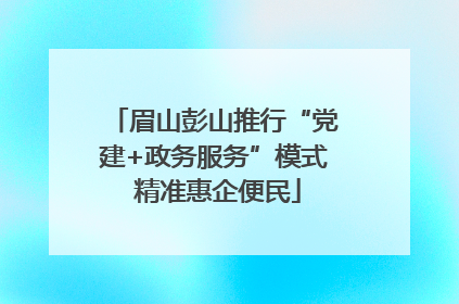 眉山彭山推行“党建+政务服务”模式 精准惠企便民