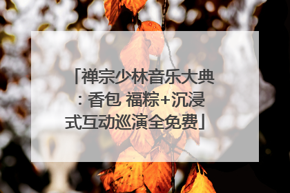 禅宗少林音乐大典：香包 福粽+沉浸式互动巡演全免费