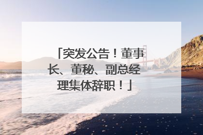 突发公告！董事长、董秘、副总经理集体辞职！