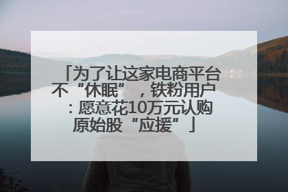 为了让这家电商平台不“休眠”，铁粉用户：愿意花10万元认购原始股“应援”