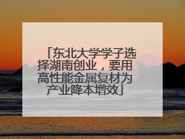 东北大学学子选择湖南创业，要用高性能金属复材为产业降本增效