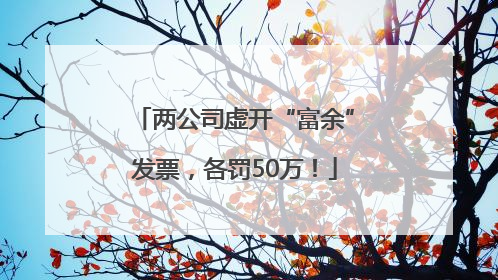 两公司虚开“富余”发票，各罚50万！