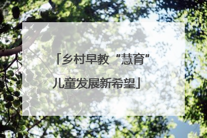 乡村早教“慧育”儿童发展新希望