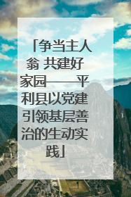 争当主人翁 共建好家园——平利县以党建引领基层善治的生动实践