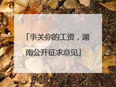 事关你的工资，湖南公开征求意见