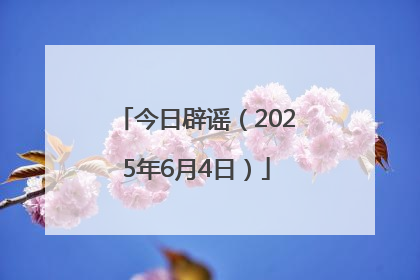 今日辟谣（2025年6月4日）