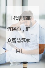 代表履职连民心，群众智慧筑家园