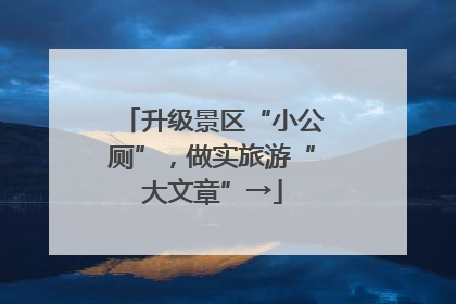 升级景区“小公厕”，做实旅游“大文章”→