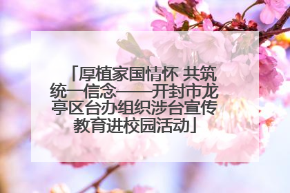 厚植家国情怀 共筑统一信念——开封市龙亭区台办组织涉台宣传教育进校园活动