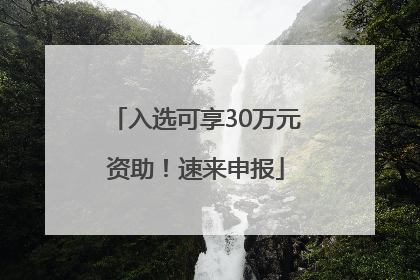 入选可享30万元资助！速来申报