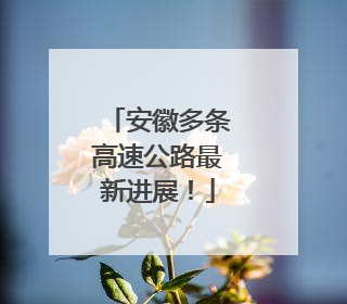 安徽多条高速公路最新进展！