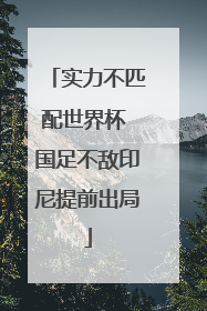 实力不匹配世界杯 国足不敌印尼提前出局