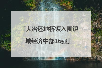 大冶还地桥镇入围镇域经济中部16强