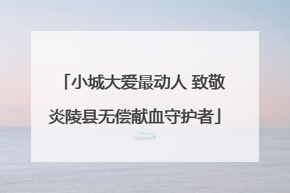 小城大爱最动人 致敬炎陵县无偿献血守护者