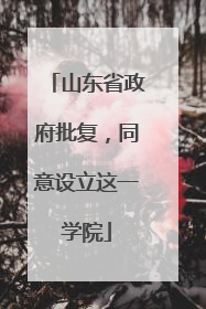 山东省政府批复，同意设立这一学院