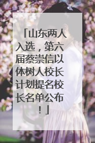 山东两人入选，第六届蔡崇信以体树人校长计划提名校长名单公布！