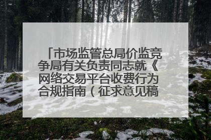 市场监管总局价监竞争局有关负责同志就《网络交易平台收费行为合规指南（征求意见稿）》答记者问