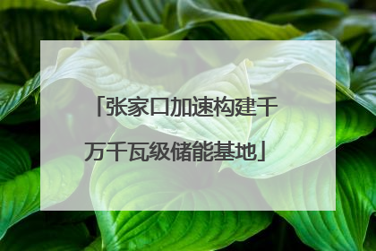 张家口加速构建千万千瓦级储能基地