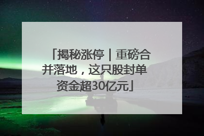 揭秘涨停｜重磅合并落地，这只股封单资金超30亿元
