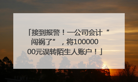 接到报警！一公司会计“闯祸了”，将10000000元误转陌生人账户！