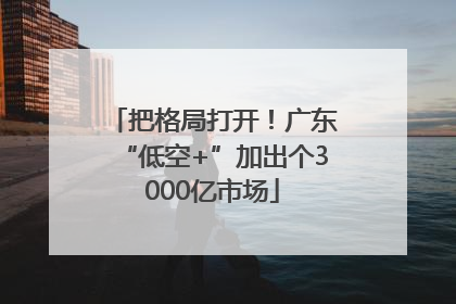 把格局打开！广东“低空+”加出个3000亿市场