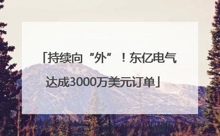 持续向“外”！东亿电气达成3000万美元订单