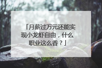 月薪过万元还能实现小龙虾自由，什么职业这么香？