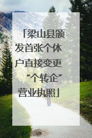 梁山县颁发首张个体户直接变更“个转企”营业执照