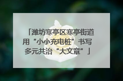 潍坊寒亭区寒亭街道用“小小充电桩”书写多元共治“大文章”