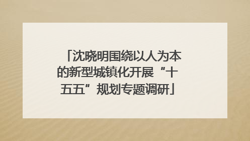 沈晓明围绕以人为本的新型城镇化开展“十五五”规划专题调研