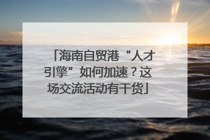 海南自贸港“人才引擎”如何加速？这场交流活动有干货