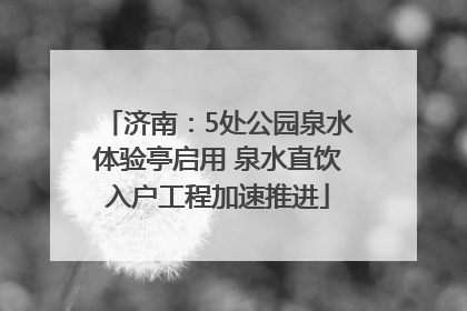 济南：5处公园泉水体验亭启用 泉水直饮入户工程加速推进