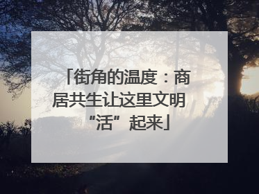 街角的温度：商居共生让这里文明“活”起来