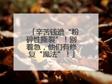 辛苦钱遭“粉碎性撕裂”！别着急，他们有修复“魔法”！