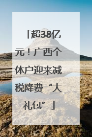 超38亿元！广西个体户迎来减税降费“大礼包”