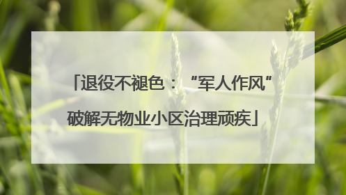 退役不褪色：“军人作风”破解无物业小区治理顽疾