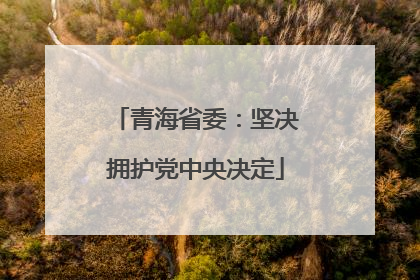 青海省委：坚决拥护党中央决定