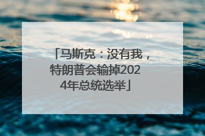 马斯克：没有我，特朗普会输掉2024年总统选举