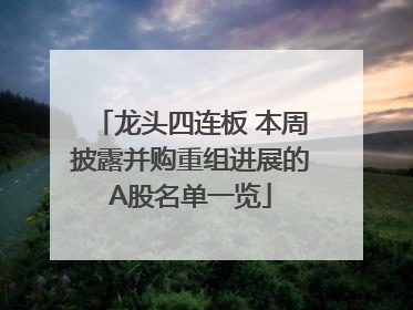 龙头四连板 本周披露并购重组进展的A股名单一览