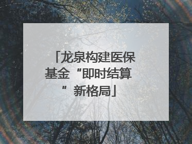 龙泉构建医保基金“即时结算”新格局