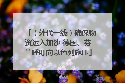 （外代一线）确保物资运入加沙 德国、芬兰呼吁向以色列施压