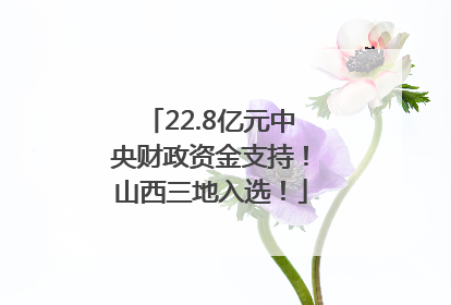 22.8亿元中央财政资金支持！山西三地入选！